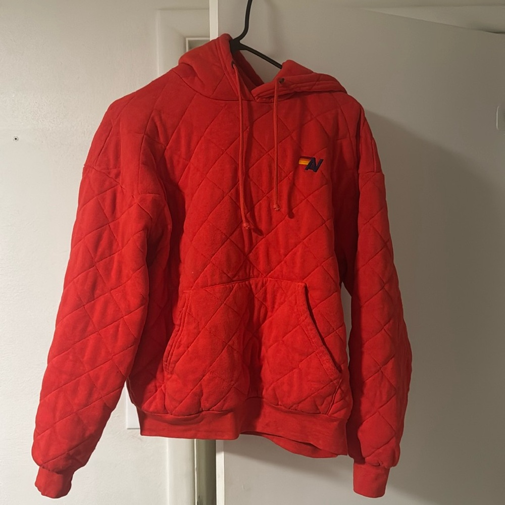 Aviator nation, quilted red sweatshirt.